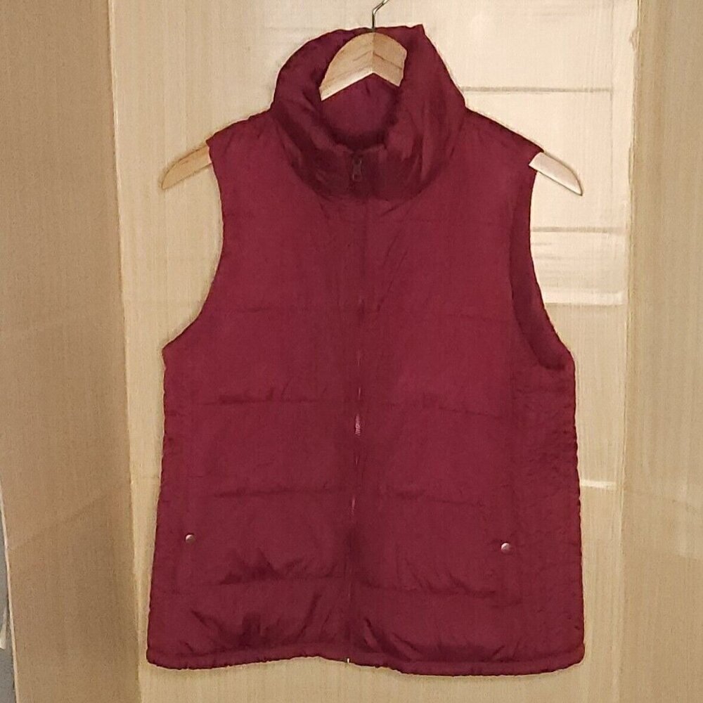 Old Navy Maroon Red Full Zip Puffer Vest Large